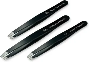 Professional Tweezers - Slant, Durable Lightweight German Stainless Steel,Ultra Precision Tweezers for Eyebrows, Facial Hair, Chin, and Ingrown Hair Removal - Gift (3 / Matte Black)