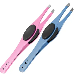 Professional Tweezers– Slant Precision Tweezers for Eyebrows, Facial Hair, Chin, Ingrown Hair Removal – Durable, Ultra – Wide Sharp Stainless Steel Tweezer has Silicone Grip