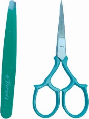 Professional 2 PCS Tweezers & Scissors set. German quality Stainless Steel ultra-precision. Tweezers with excellent tips remove hair easily, and Safety Scissors for facial hair and baby nails.