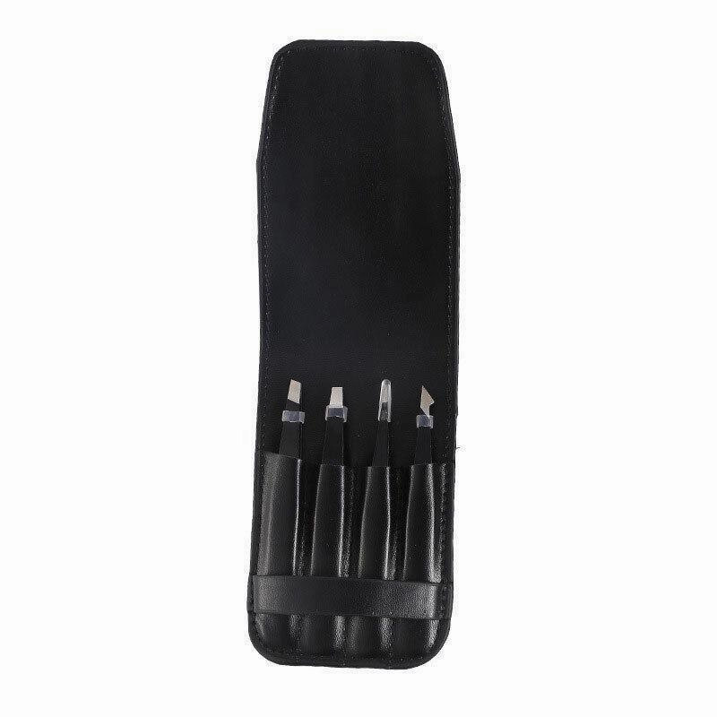 Professional Eyebrow Tweezers Set Plucker Puller Slanted Pointed Tip Manicure