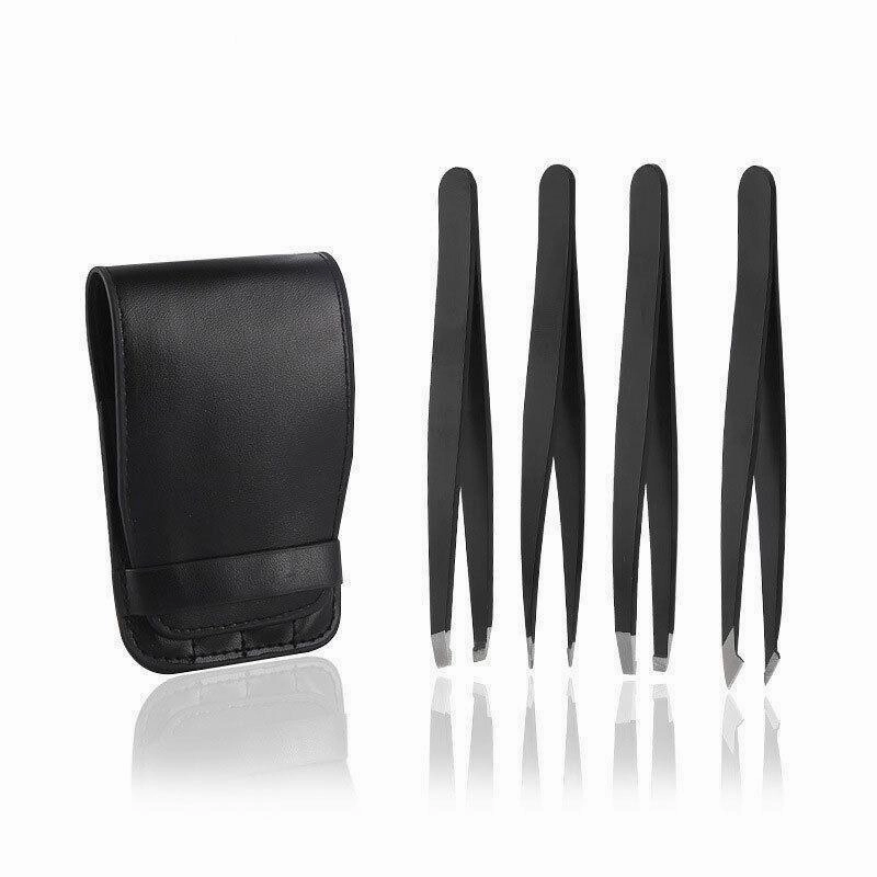Professional Eyebrow Tweezers Set Plucker Puller Slanted Pointed Tip Manicure