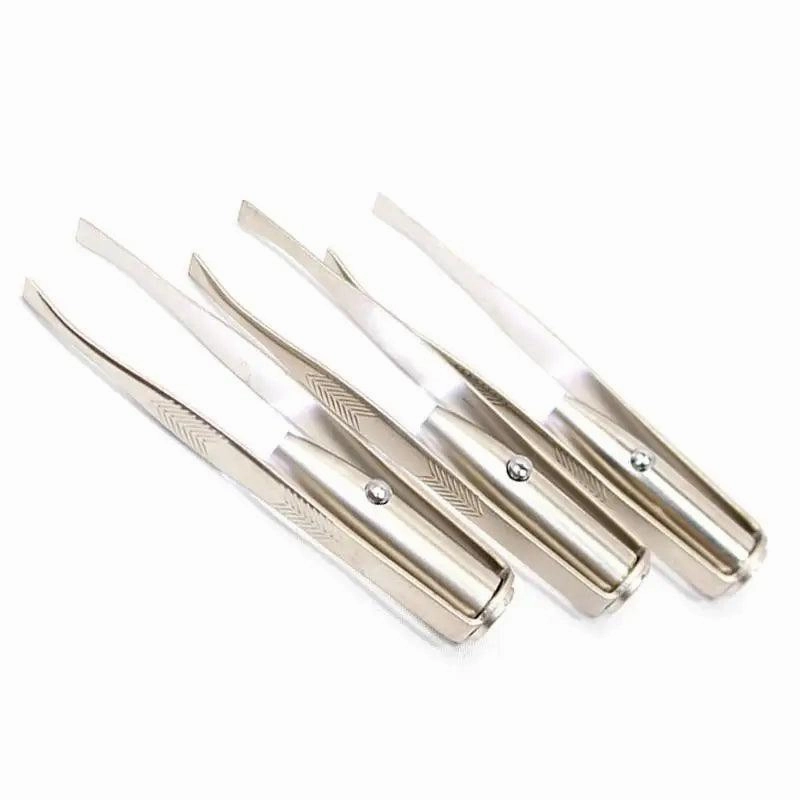 Professional Stainless Steel LED Hair Removal Lightweight Eyebrow Tweezers Makeup Tool With Battery