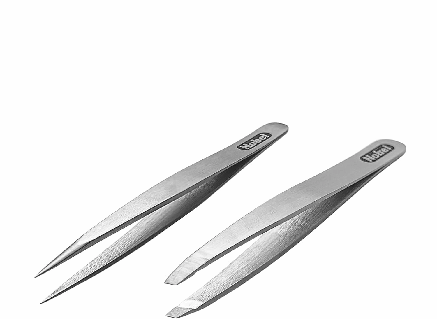 Professional Tweezers Set - Made In Italy - Pointed & Slanted Edge Tweezers For Eyebrows, Ingrown Hair, & Splinters - Nobelcrafts