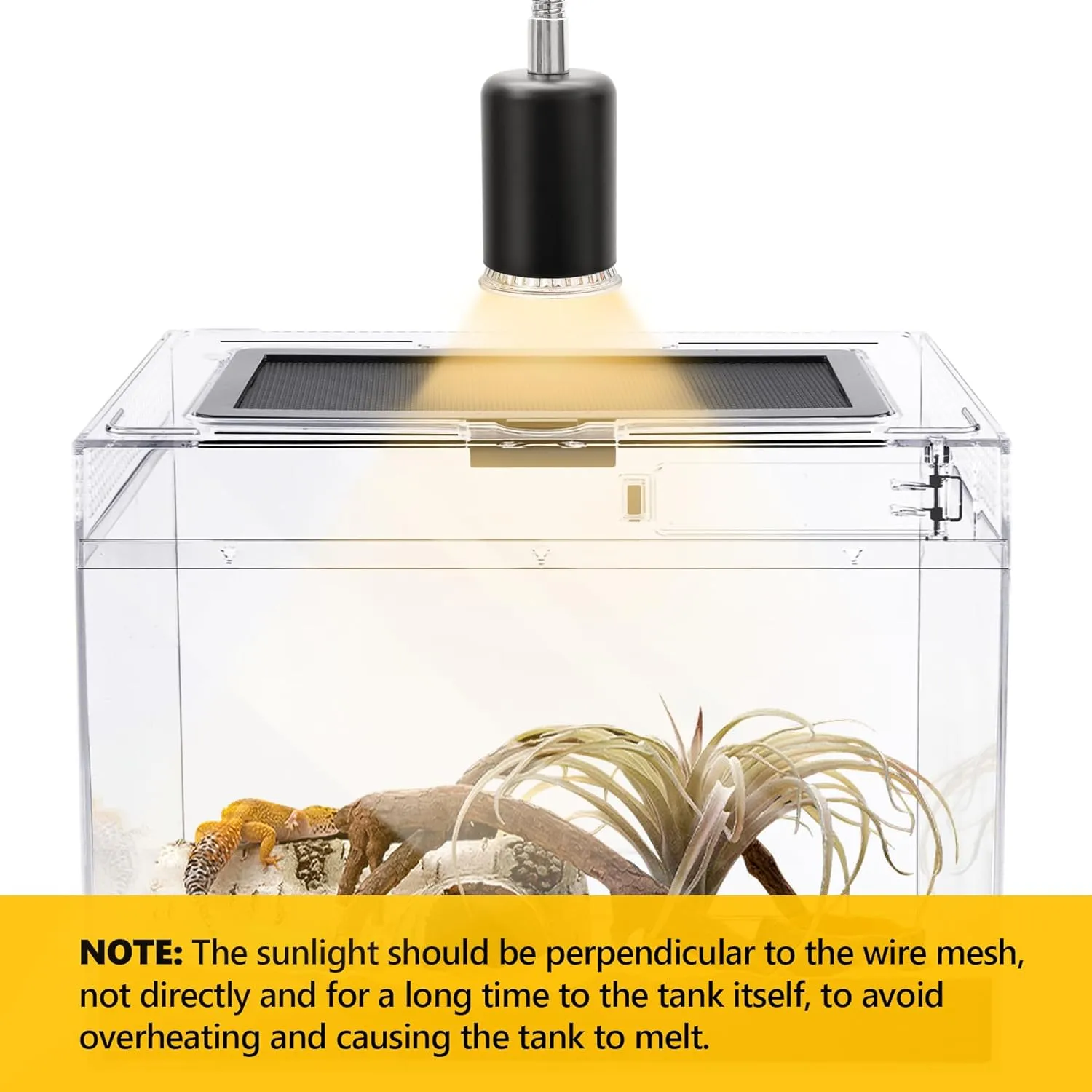 Reptile PC Terrarium,Anti Breakage 15x8x10inch Amphibians Insect Tank Gecko Starter Kits,Top Sliding Door Screen Ventilation Mini Isopod Habitat Cages,Hygrometer Thermometer,Hide Cave,Tweezer,Sprayer