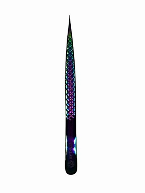 Rev Pro Master Rainbow Straight Fine Point Tweezer for Eyelash Extensions By PINKLAB