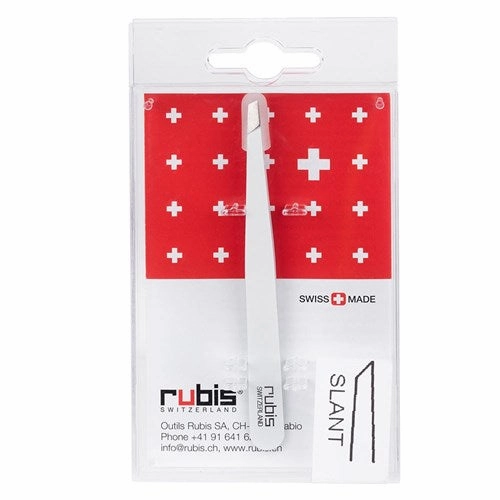 Rubis Classic Slant Tweezer - White Stainless Steel