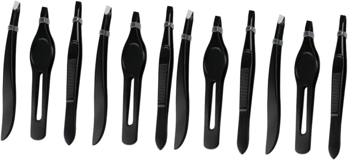 SAFIGLE 2 Sets Ergonomic Handle Eyebrow Tweezers Eyebrow Clip Tweezers for Women Mini