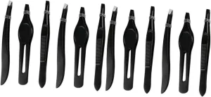 SAFIGLE 2 Sets Ergonomic Handle Eyebrow Tweezers Eyebrow Clip Tweezers for Women Mini