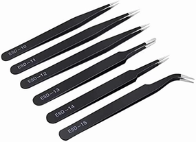 SCHOFIC [6 PCS] Precision Tweezers Set, Upgraded Anti-Static Stainless Steel Curved of Tweezers
