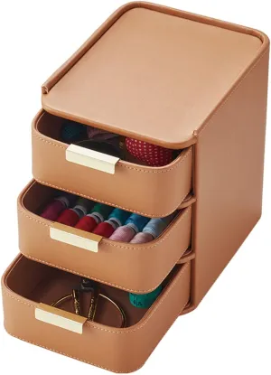 Sewing Tool Box, Sewing Kit, Sewing Kit Set, with Accessories, Leather Drawer Type Sewing Box, Storage Box, Sewing Repair Tool Kit for