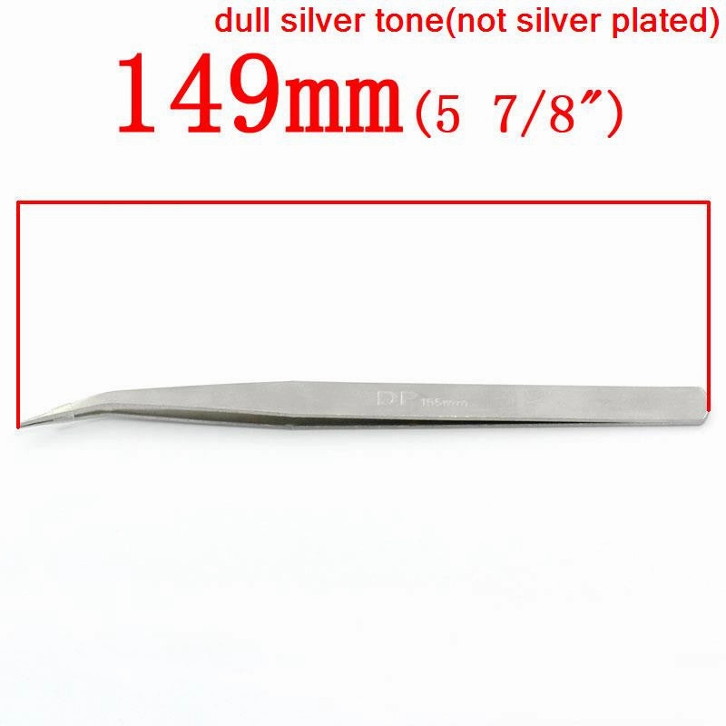 Sexy Sparkles One Bent Curved Pointed Tweezers Repair Tools Silver Tone inch Dpinch  Carved 155mm