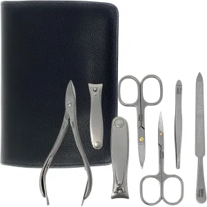 SHPITSER Professional 7pc TopInox Surgical Stainless Steel Tools Manicure Pedicure Set in Genuine Durable Leather Case Handmade in Solingen Germany for Nail and Cuticle Care