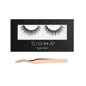 Sigma Beauty Lovestruck False Lashes & Lash Applicator Bundle - Rounded and Wispy Fake Eyelashes with Eyelash Curved Tweezer for Eyelash Extensions - Vegan Synthetic Silk Lashes - Wear Up to 25 Times