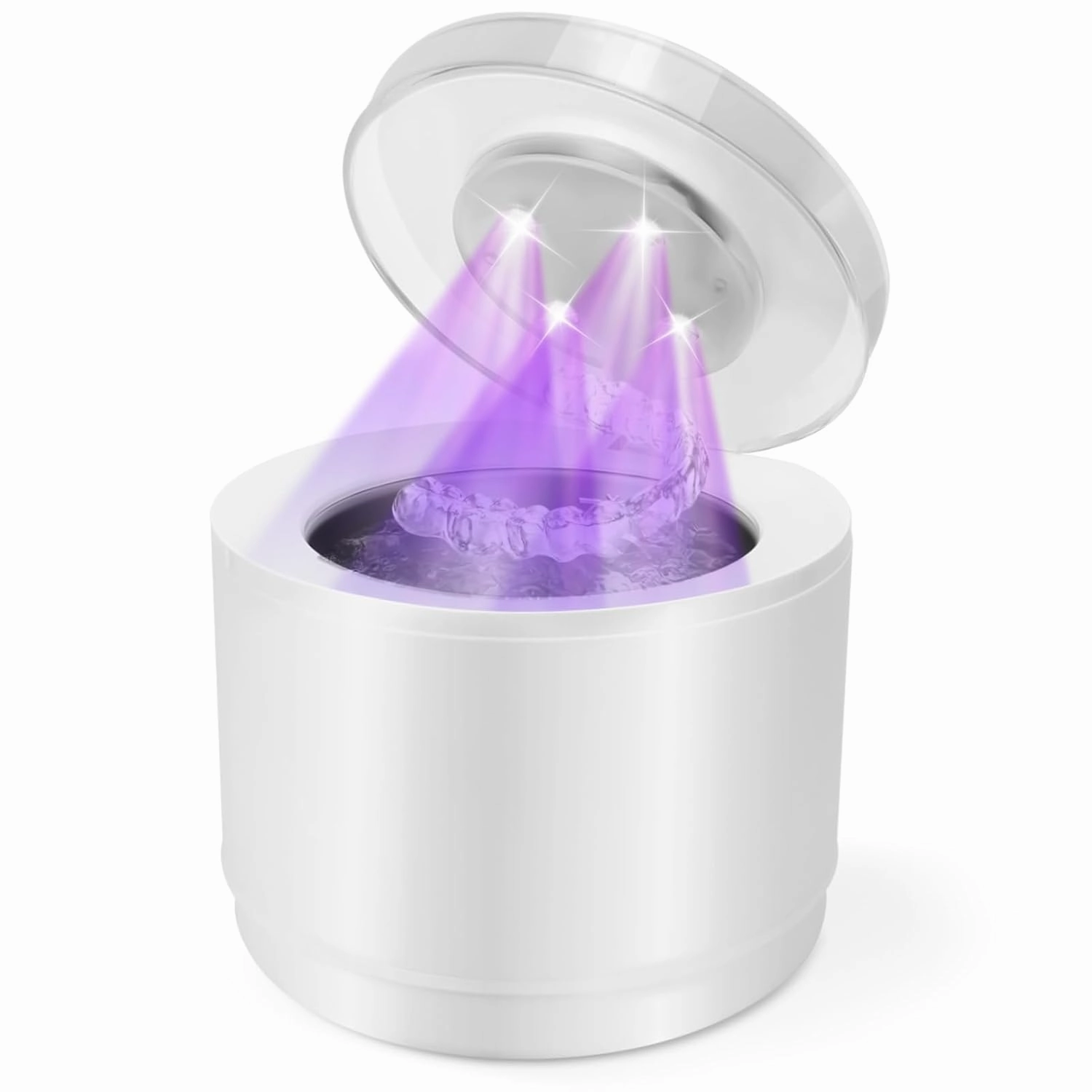 Simfree Ultrasonic Retainer Cleaner - 45kHz Ultrasonic - 4 Modes Denture Cleaner Machine 200ML with Digital Timer for Dentures, Mouth Guards, Braces, Toothbrush Heads, Jewelry - White