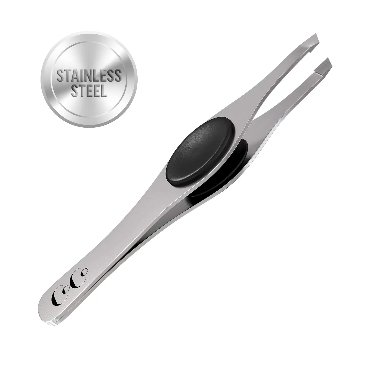 Slanted Professional Tweezers for Women Facial Hair - Precision Tweezers for Women and Men for Eyebrow Shaping, Ingrown Hairs, Grooming and Delicate Hair Removal - Sharp Tweezer has Silicone Grip