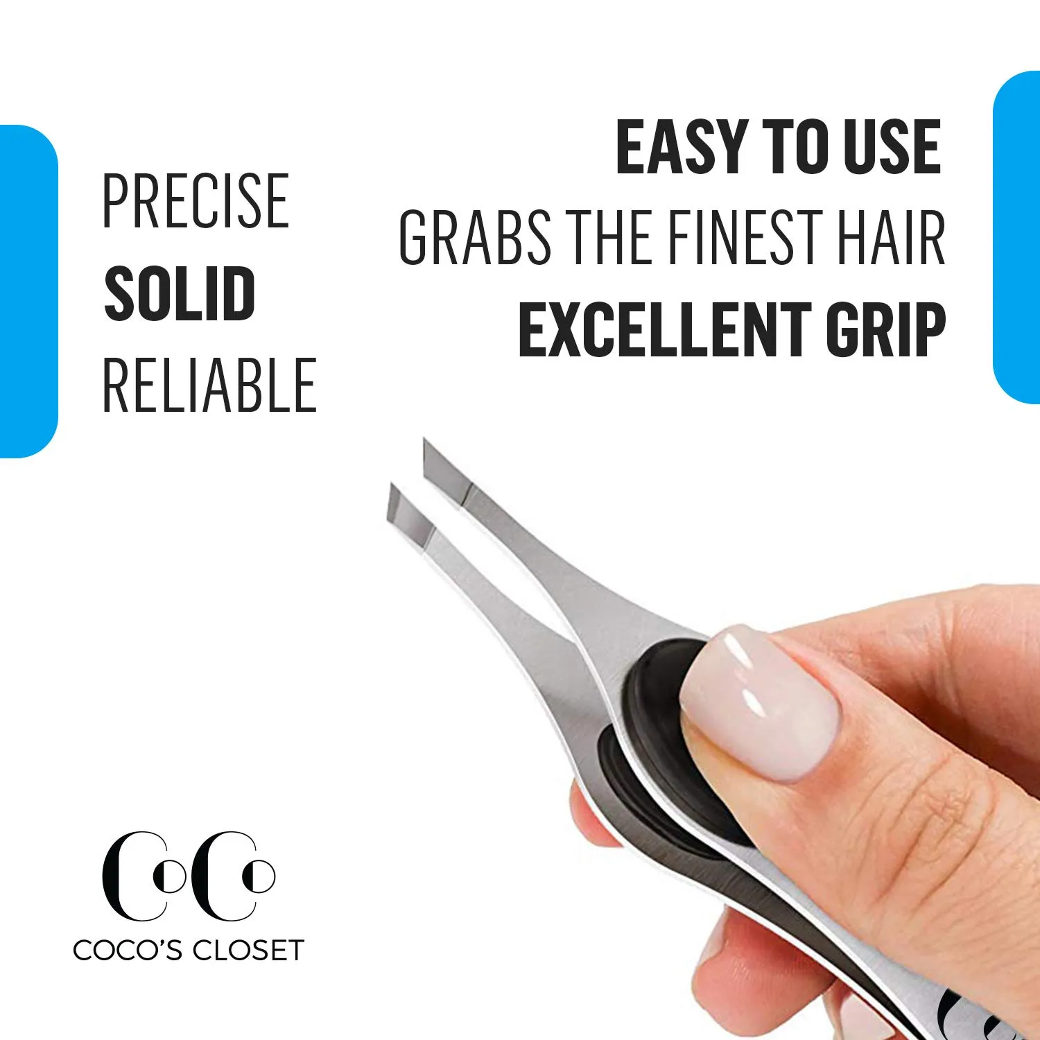 Slanted Professional Tweezers for Women Facial Hair - Precision Tweezers for Women and Men for Eyebrow Shaping, Ingrown Hairs, Grooming and Delicate Hair Removal - Sharp Tweezer has Silicone Grip