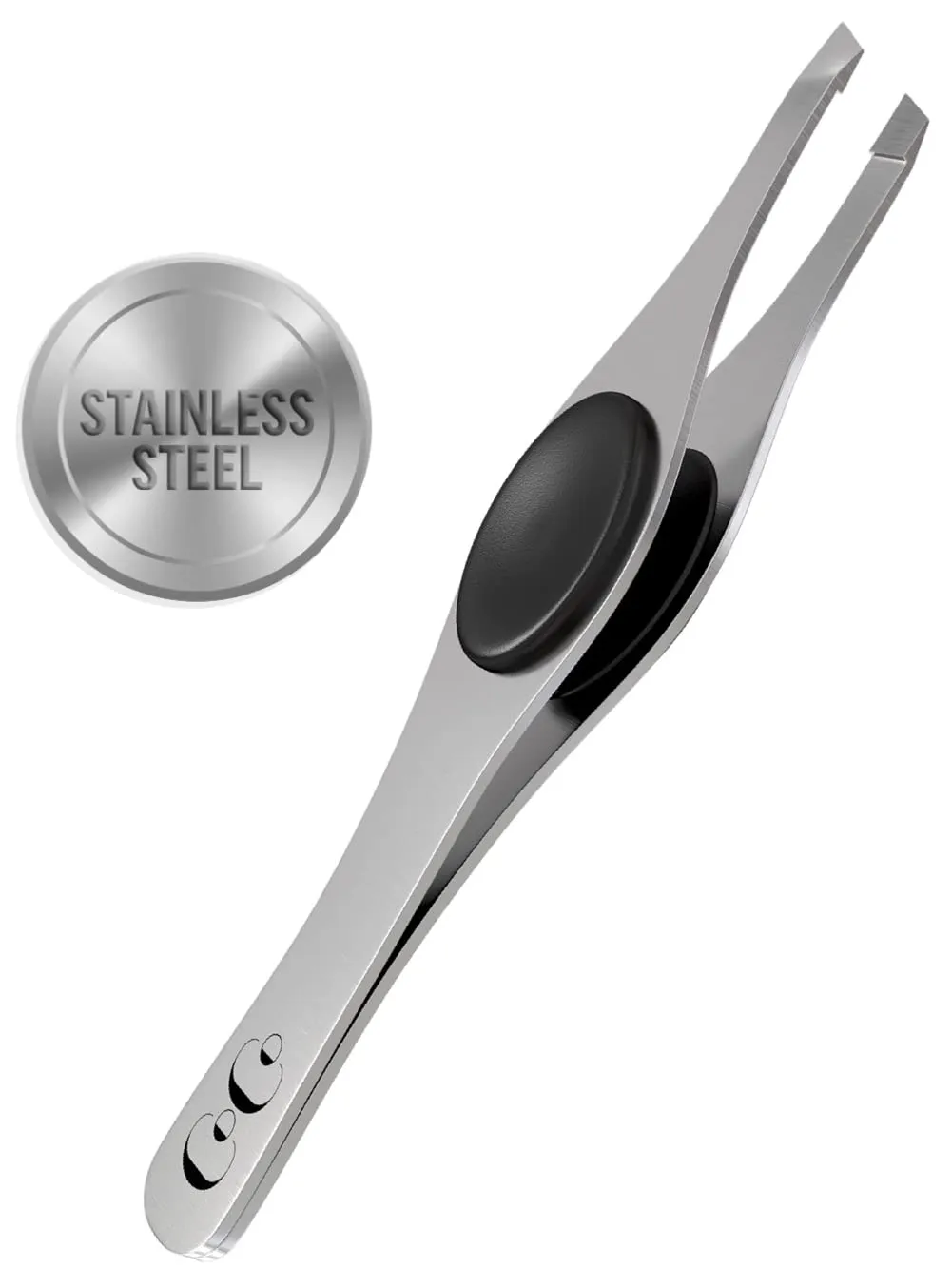 Slanted Professional Tweezers for Women Facial Hair - Precision Tweezers for Women and Men for Eyebrow Shaping, Ingrown Hairs, Grooming and Delicate Hair Removal - Sharp Tweezer has Silicone Grip