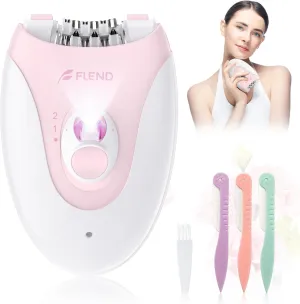 Smooth Glide Epilator for Women, 2 Speeds Facial Hair Removal Device with LED Light, 36 Tweezers & Massage Pad. Rechargeable Facial Hair Removal Epilator for Bikini, Arms, Legs, and Face