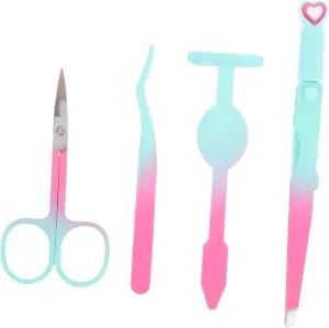 SOIMISS 1 Set Women Eyebrow Tweezers Kit with Precision Scissors Ergonomic Handle for Eyebrow Shaping Facial Hair Removal and Ingrown Hair Care Portable Gradient