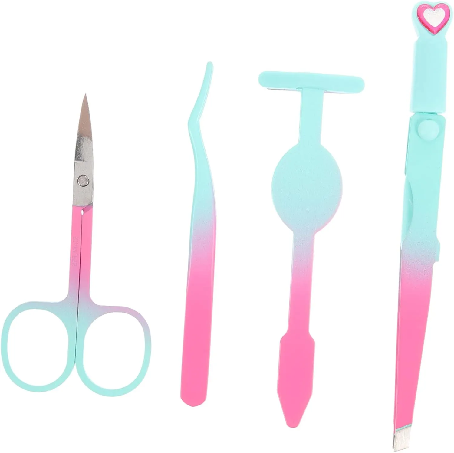 SOIMISS 1 Set Women Eyebrow Tweezers Kit with Precision Scissors Ergonomic Handle for Eyebrow Shaping Facial Hair Removal and Ingrown Hair Care Portable Gradient