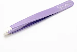 Spa-Rific Slant Tweezers - Handmade Precision Tool for Women & Men, 25 - Degree Angle for Shaping Eyebrows & Grooming Facial Countours, Eyebrow and Facial Hair Remover (Lilac Shimmer)