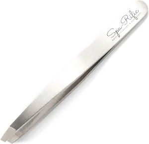 Spa-Rific Slant Tweezers - Handmade Precision Tool for Women & Men, 25 - Degree Angle for Shaping Eyebrows & Grooming Facial Countours, Eyebrow and Facial Hair Remover (Stainless Steel)
