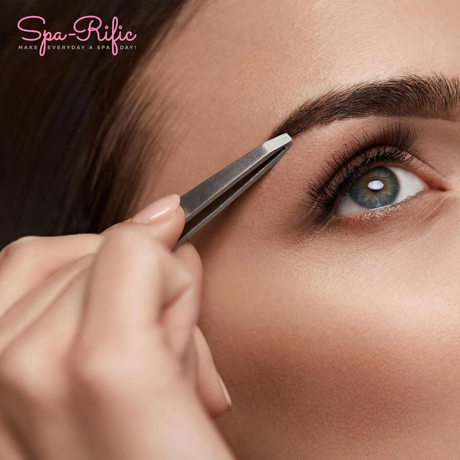 Spa-Rific Slant Tweezers - Handmade Precision Tool for Women & Men, 25 - Degree Angle for Shaping Eyebrows & Grooming Facial Countours, Eyebrow and Facial Hair Remover (Stainless Steel)