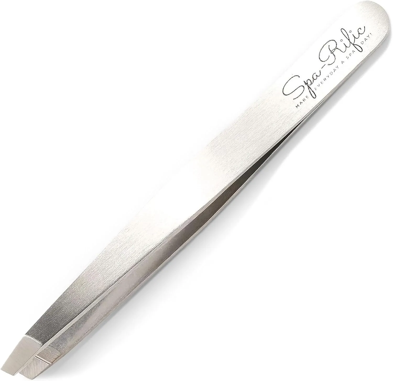 Spa-Rific Slant Tweezers - Handmade Precision Tool for Women & Men, 25 - Degree Angle for Shaping Eyebrows & Grooming Facial Countours, Eyebrow and Facial Hair Remover (Stainless Steel)