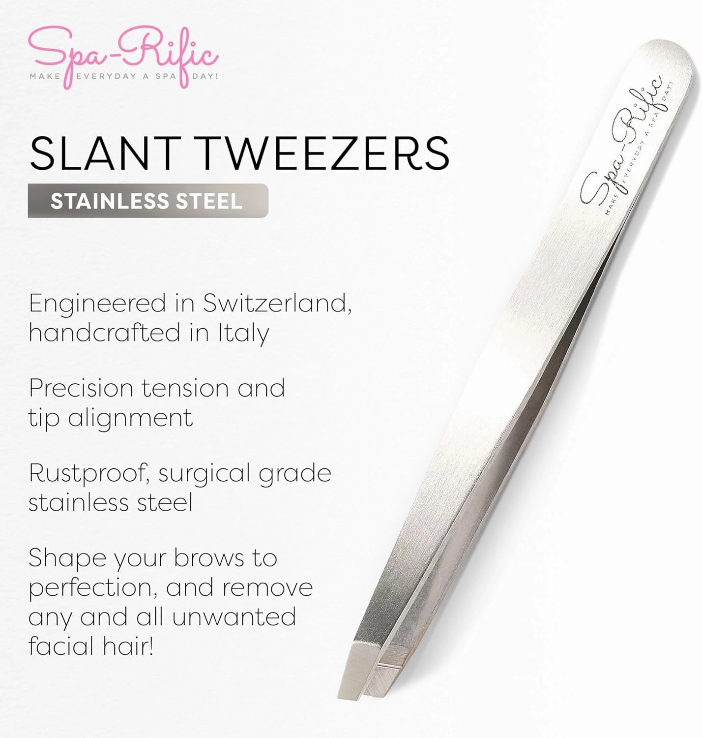 Spa-Rific Slant Tweezers - Handmade Precision Tool for Women & Men, 25 - Degree Angle for Shaping Eyebrows & Grooming Facial Countours, Eyebrow and Facial Hair Remover (Lilac Ombre)