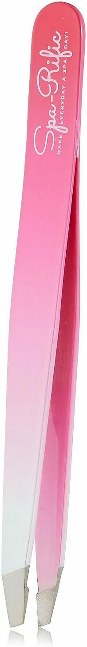 Spa-Rific Slant Tweezers - Handmade Precision Tool for Women & Men, 25 - Degree Angle for Shaping Eyebrows & Grooming Facial Countours, Eyebrow and Facial Hair Remover (Pink Ombre)