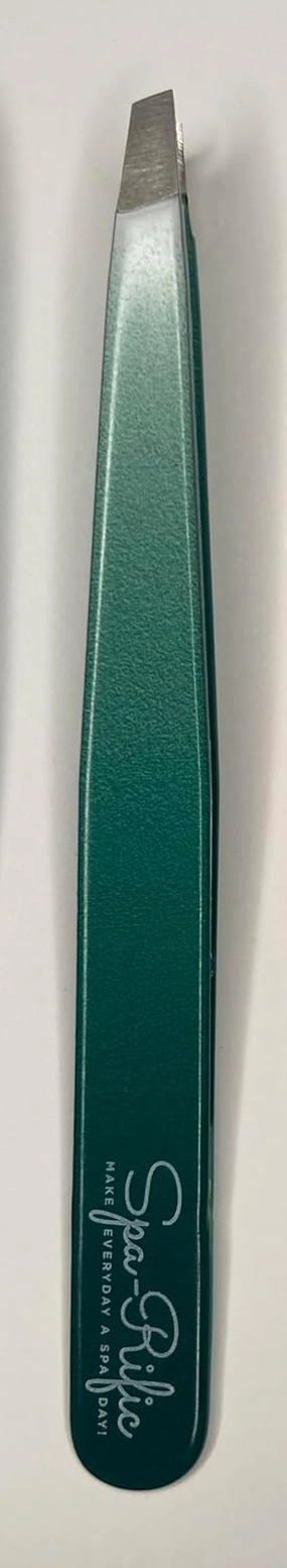 Spa-Rific Slant Tweezers - Handmade Precision Tool for Women & Men, 25 - Degree Angle for Shaping Eyebrows & Grooming Facial Countours, Eyebrow and Facial Hair Remover (Teal Ombre)