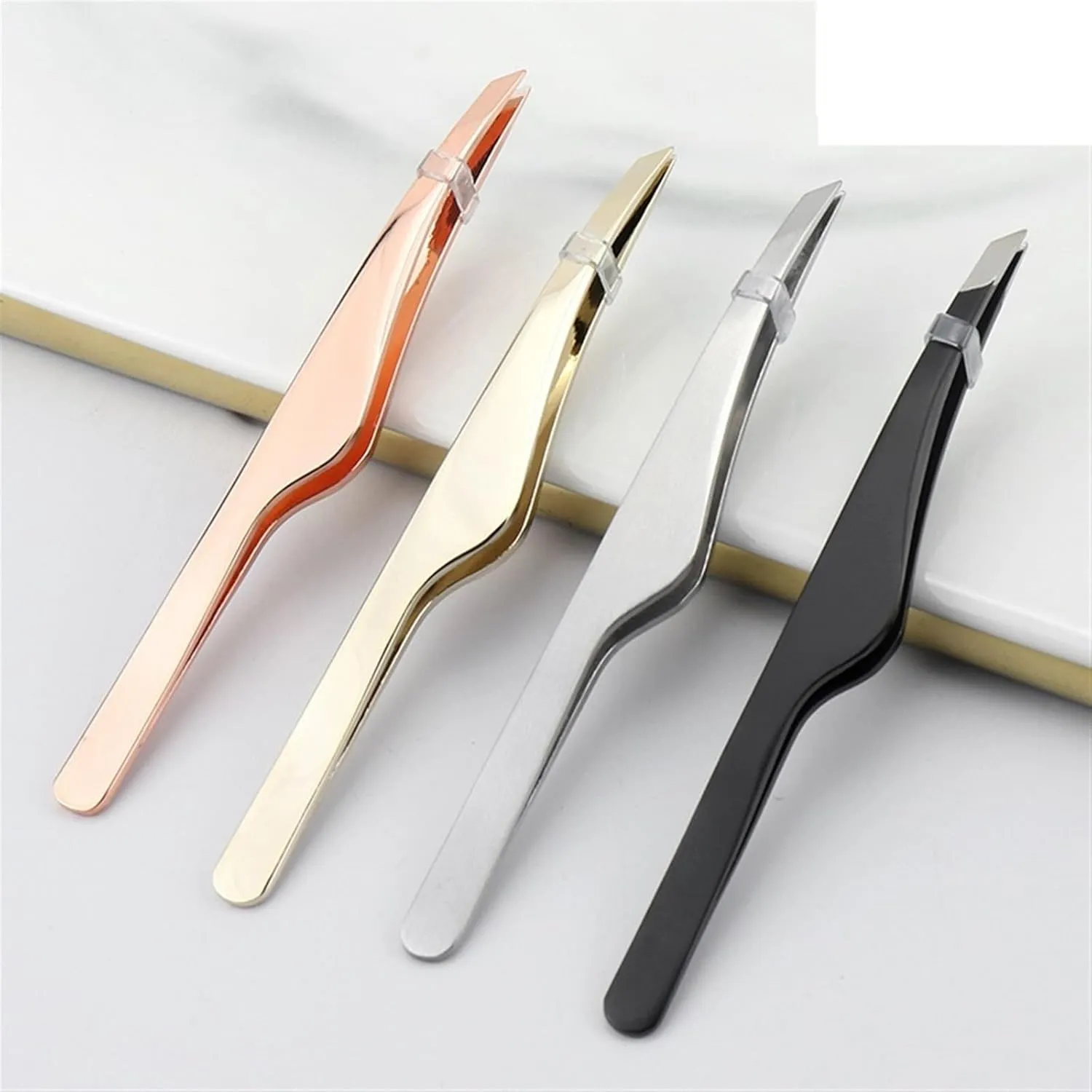 Stainless Steel Beauty Clip Slant Eyelash Tweezer Clip for Eyebrow Eyebrow Makeup Tools (Color : 03, Size : 1SIZE) (2 1SIZE)