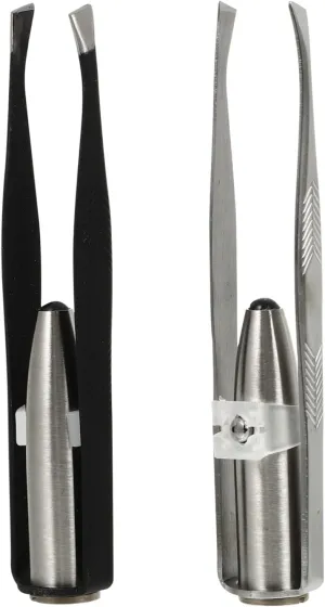 Stainless Steel Eyebrow Pliers with Built-in Led Light Tweezer Light Case Eyebrow Makeup Tool