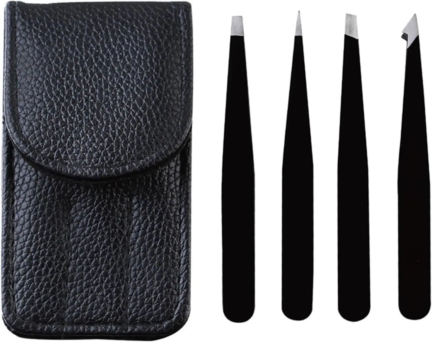 Stainless Steel Eyebrow Tweezers Point Tip/Slant Tip/Flat Tip Makeup Tool Kits with Bag (Color : Pink, Size : 1SIZE) (Rose Gold 1SIZE)