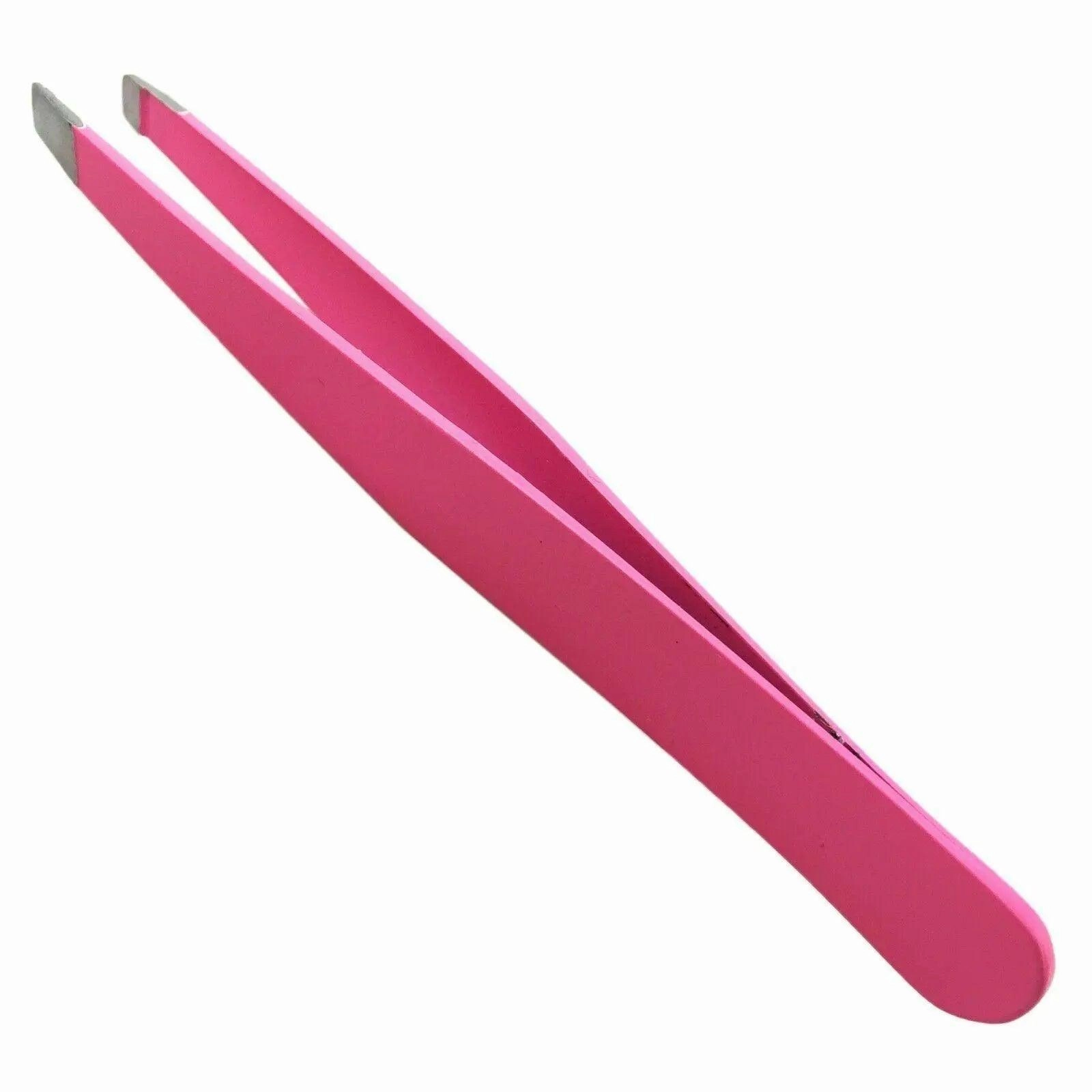 Stainless Steel Hair Eyebrow Tweezers Plucker Puller Beauty Slanted Nail Tip