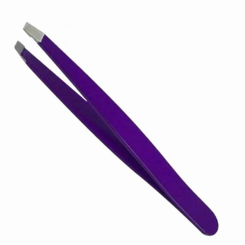 Stainless Steel Hair Eyebrow Tweezers Plucker Puller Beauty Slanted Nail Tip