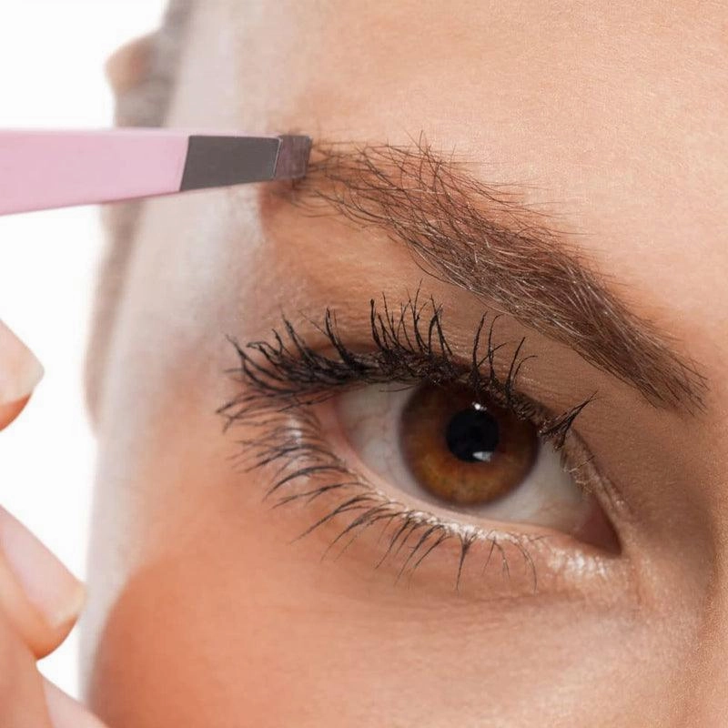 Stainless Steel Hair Eyebrow Tweezers Plucker Puller Beauty Slanted Nail Tip