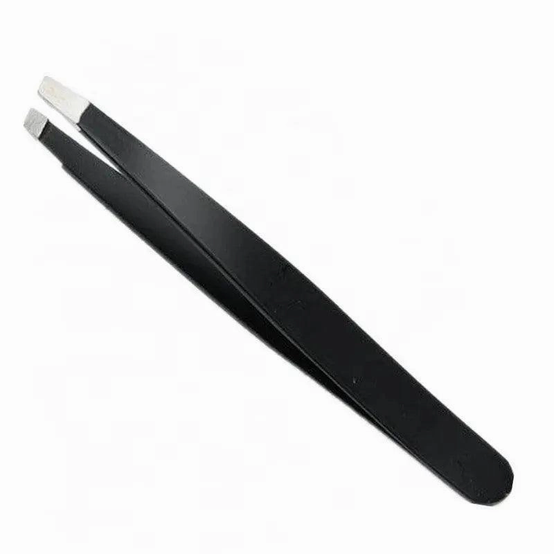 Stainless Steel Hair Eyebrow Tweezers Plucker Puller Beauty Slanted Nail Tip