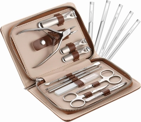 Stainless Steel Nail Clippers Toenail ingrown Clipper Set 16 in 1 Pedicure Personal Care Tool Thick toenail Nail File Acne Needle Blackhead Remover Acne Eyebrow Clipping Foot Skin
