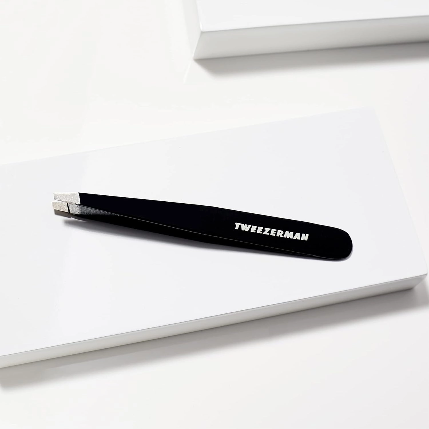Stainless Steel Slant Tweezer - Eyebrow Tweezers for Women and Men (Black)