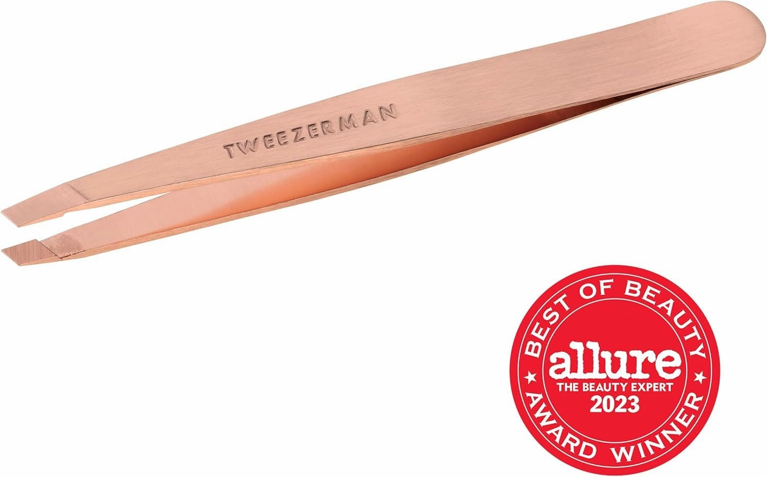 Stainless Steel Slant Tweezer - Eyebrow Tweezers for Women and Men (Rose Gold)