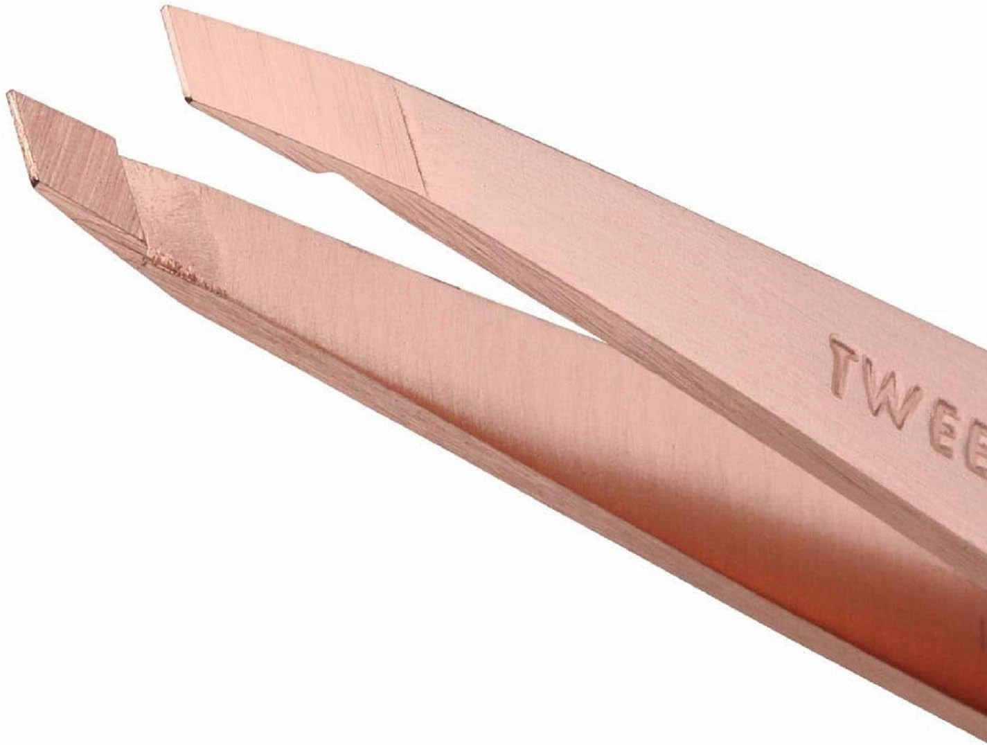Stainless Steel Slant Tweezer - Eyebrow Tweezers for Women and Men (Rose Gold)