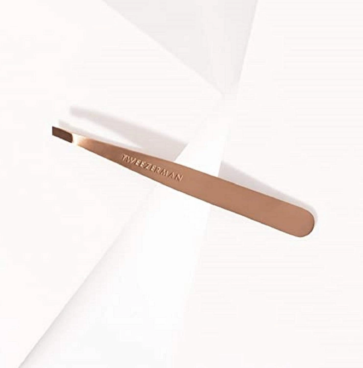 Stainless Steel Slant Tweezer - Eyebrow Tweezers for Women and Men (Rose Gold)