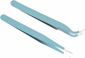 Stainless Steel Straight &Curved Anti-static Curved Strip Lashes Extension Tweezer Eyelash Makeup Nail Art Tools(TR025-05(2pcs))