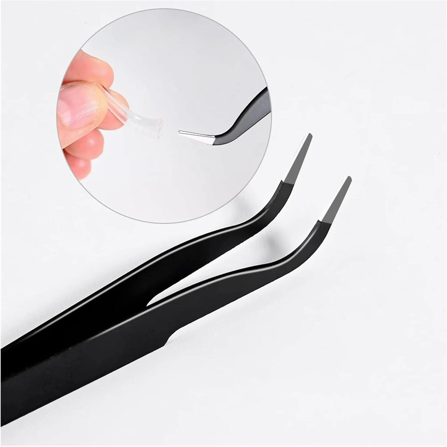 Stainless Steel Straight &Curved Anti-static Curved Strip Lashes Extension Tweezer Eyelash Makeup Nail Art Tools(TR025-05(2pcs))