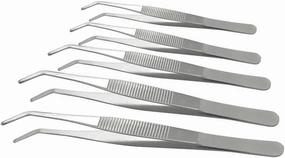 Stainless Steel Tweezers, 140mm 430 Multi Purpose Curved Tweezer, for Facial Ingrown Hairs Splinter Remover, Plants, Daily Beauty Tool with Bent Tip, 5pcs