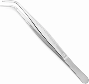 Stainless Steel Tweezers Long Handle Straight Tweezer Handmade Multipurpose Repairing Kit For Eyebrow Hair Remover Ingrown Hairs Remover with Bent Tip 20cm 1pcs