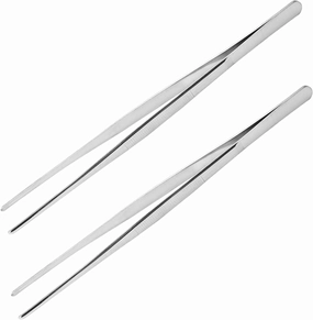 Stainless Steel Tweezers Straight Multi Purpose Tweezer Tweezers Hand Tool for Plants Splinter Facial Ingrown Hairs Remover with Round Tip CR30cm 2pcs