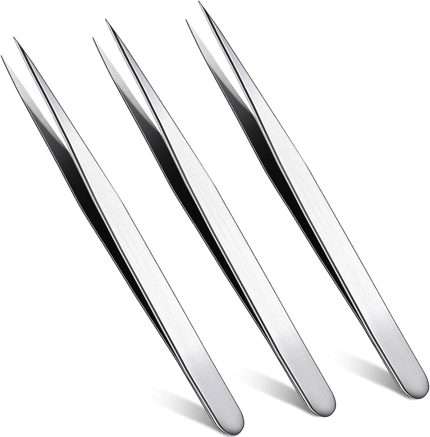 Straight Pointed Tip Tweezers Isolating Tweezers Pointed Blackhead Remover Precision Eyebrow Splinter Tweezers Eyelash Extensions Tweezers Lash