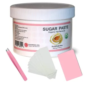 Sugaring Paste for Bikini, Brazilian, Arms, Legs Easy to use at home   Bonus Sugaring Tweezer, Sugar Applicator and Stips